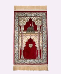 Luxurious Quality Madina Prayer Rug – Red