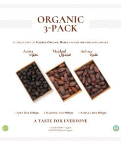Organic 3 Pack-Madina New Season Grade A (Ajwa, Majdoul, Anbara)
