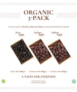 Organic 3 Pack-Madina New Season Grade A (Ajwa, Anbara, Anbara)