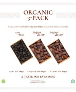 Organic 3 Pack-Madina New Season Grade A (Ajwa, Majdoul, Majdoul)
