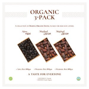 Organic 3 Pack-Madina New Season Grade A (Ajwa, Majdoul, Majdoul)