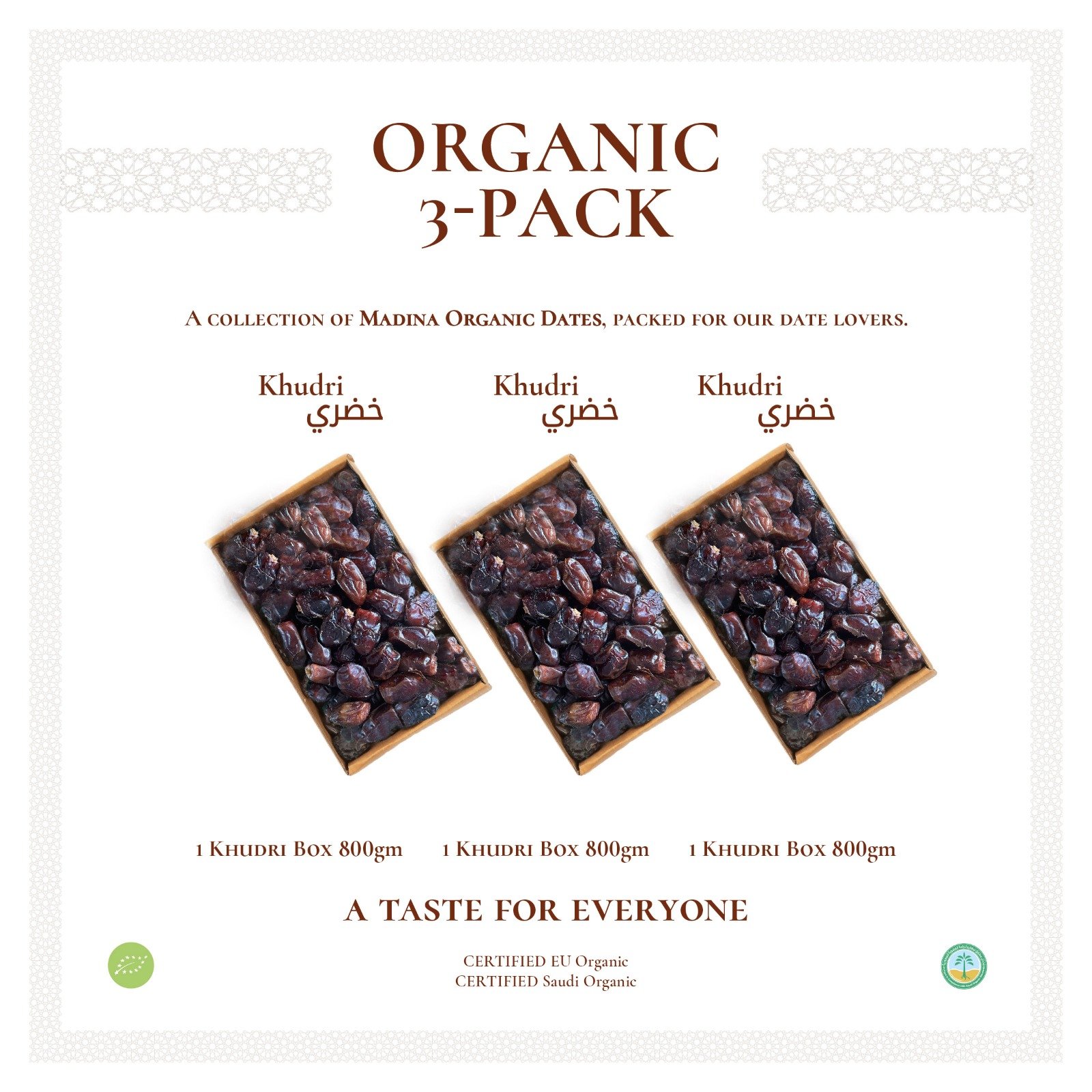 Organic 3 Pack-Qassim New Season Grade A (Khudri, Khudri, Khudri)